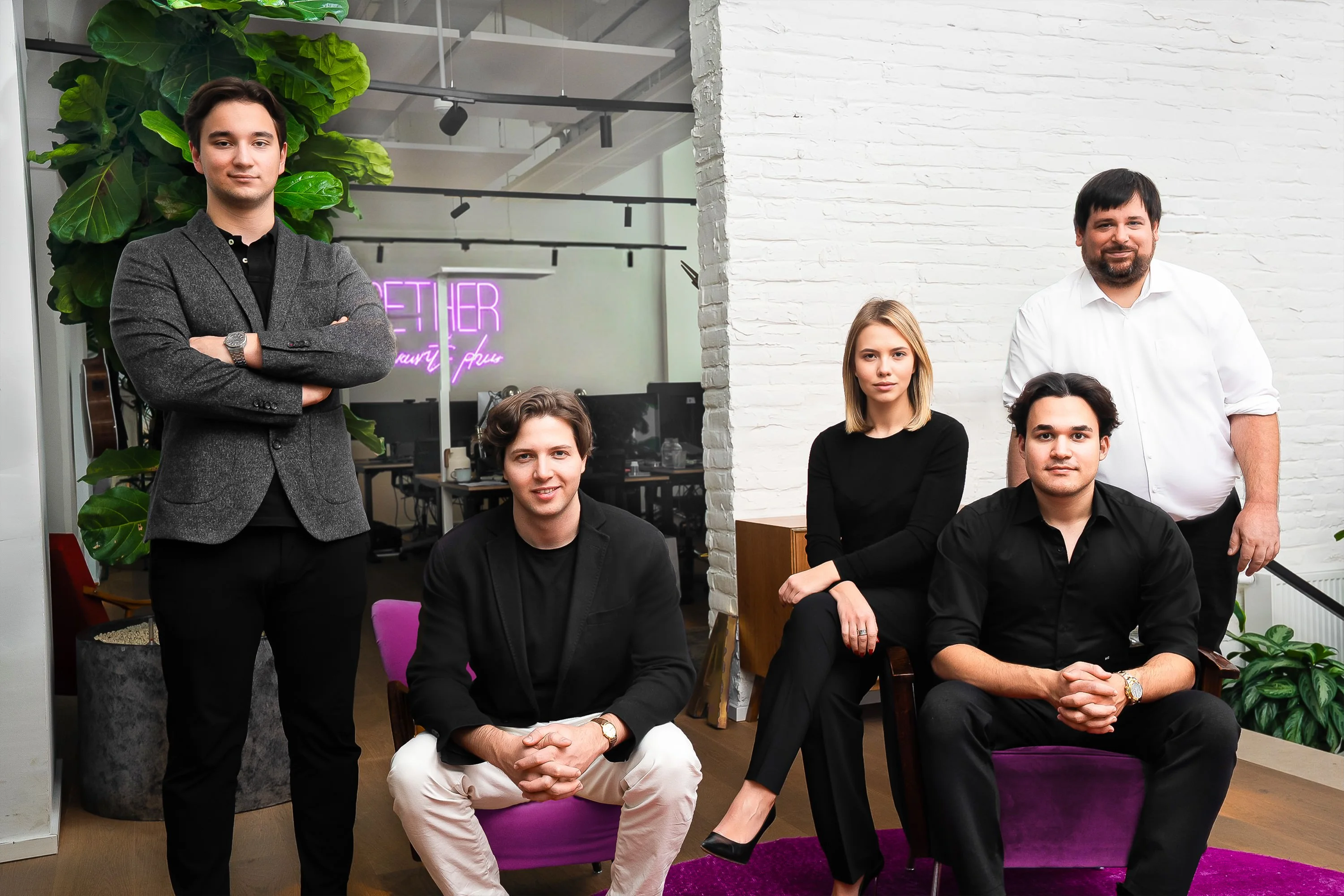 The Lystio team gathered together at the company office